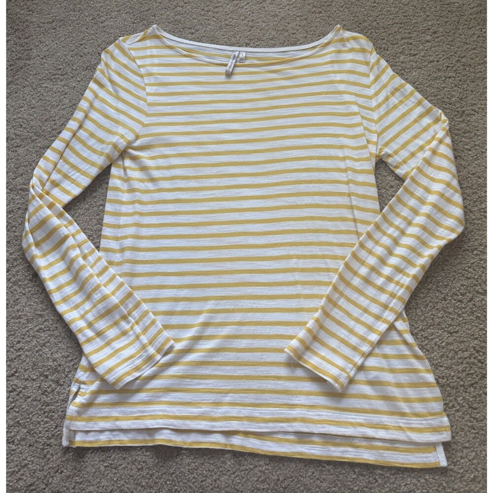 Banana Republic Yellow White Striped Knit Long Sleeve Top Women’s Size Small